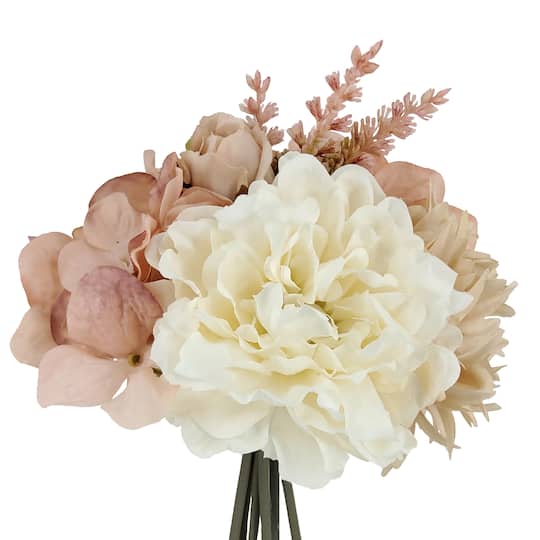 11" Pink Peony & Cream Rose Mix Bouquet by Ashland®